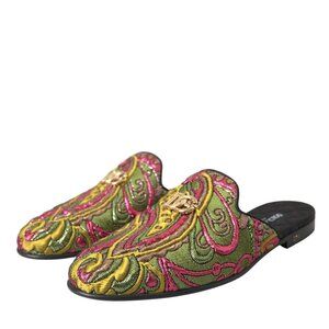Dolce & Gabbana Dolce & Gabbana Multicolor Brocade DG Logo Mule Flat Sandals Sho